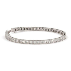 Princess Cut 6 Carats Genuine Bezel Set Diamonds Tennis Bracelet WG