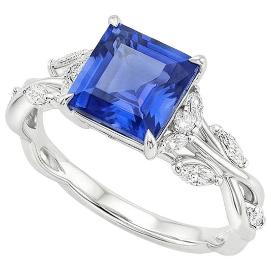 Princess Cut Blue Sapphire IGI CERTIFIED Diamond Ring 6.75 Carats Fancy Jewelry