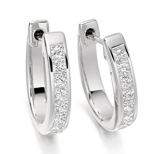 Princess Cut Cute Genuine Diamond Hoops