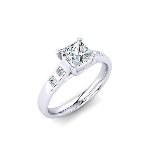 Princess Cut Genuine Diamond Engagement Ring 1.82 Ct White Gold 14K