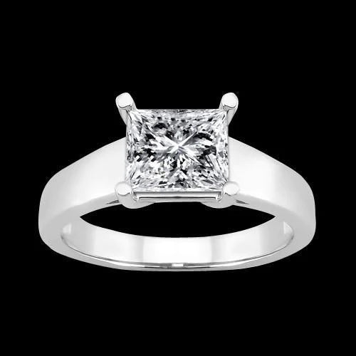 Princess Cut Genuine Diamond Engagement Ring Solitaire 