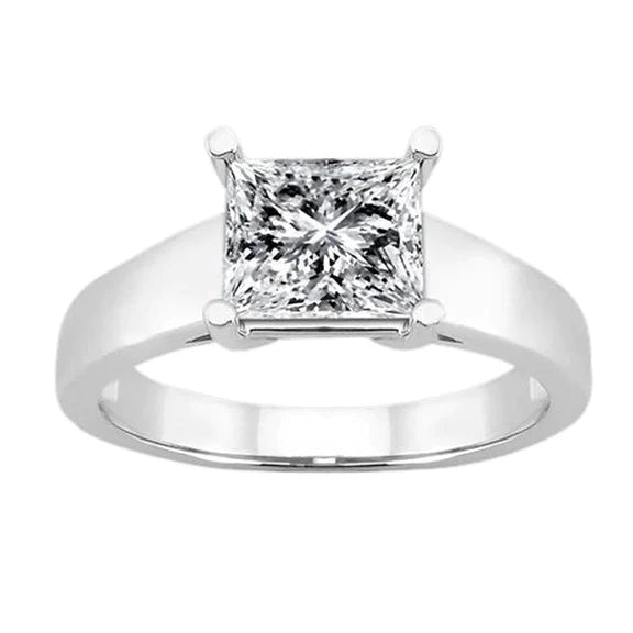 Princess Cut Genuine Diamond Engagement Ring Solitaire 2.50 Carats