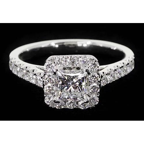 Princess Cut Genuine Diamond Halo Setting Engagement Ring 2 Carats