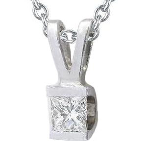 Princess Cut Genuine Diamond Pendant 1.50 Ct Sparkling Jewelry  14K White Gold