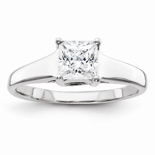 Princess Cut Genuine Diamond Solitaire Ring 1.25 Carats 14K White Gold