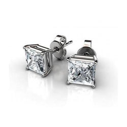 Princess Cut Natural Diamonds Studs Earrings 4 Carats