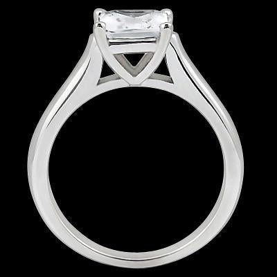 Princess Cut Real 1 Carat Diamond Solitaire Engagement Ring White Gold 14K