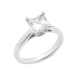 Princess Cut Real 1 Ct. Diamond Engagement Ring White Gold 14K