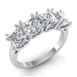 Princess Cut Real Diamond Anniversary Ring Band 3 Carats