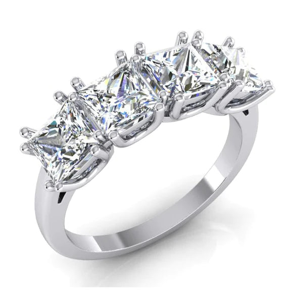Princess Cut Real Diamond Anniversary Ring Band 3 Carats