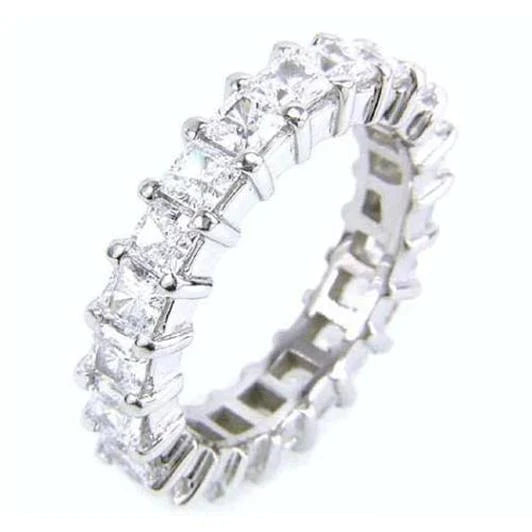 Princess Cut Real Diamond Eternity Band 5 Carats White Gold 14K