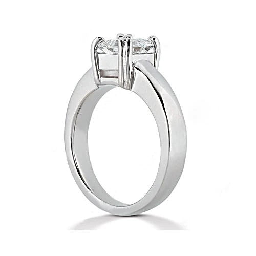 Princess Cut Real Diamond Solitaire Ring 0.75 Ct. White Gold 14K New