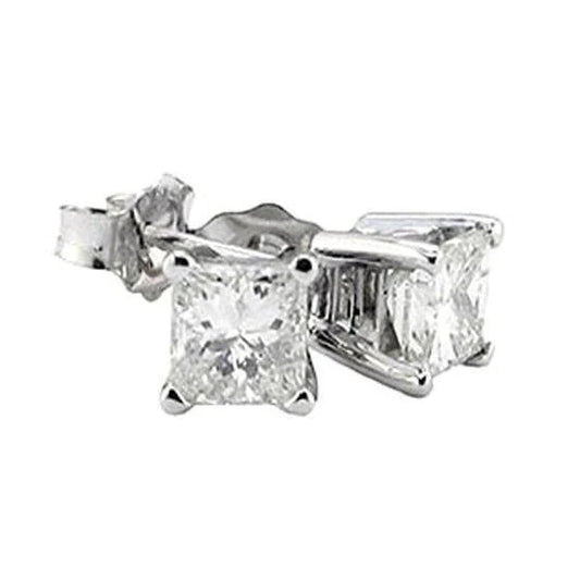 Princess Cut Real Diamond Women Stud Earring 2.51 Ct. F Vs1 Gold