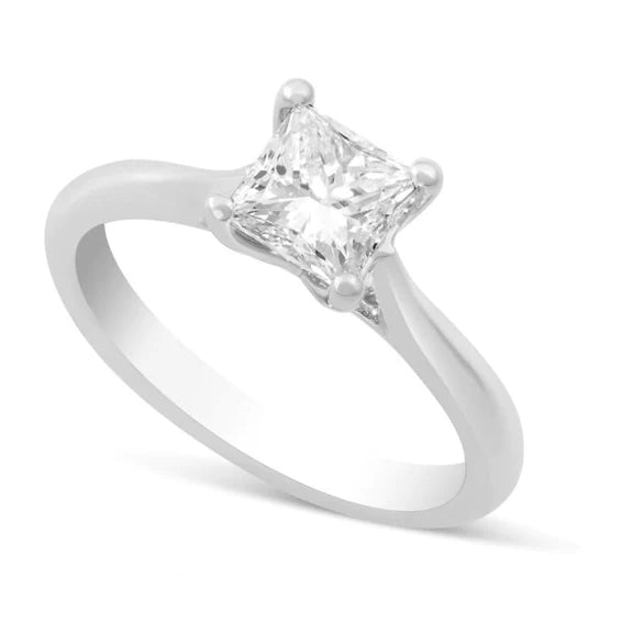 Princess Cut Solitaire 2.25 Carat Genuine Diamond Ring White Gold 14K