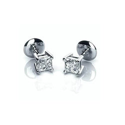 Princess Cut Sparkling 3.00 Ct Genuine Diamonds Studs Earrings White Gold