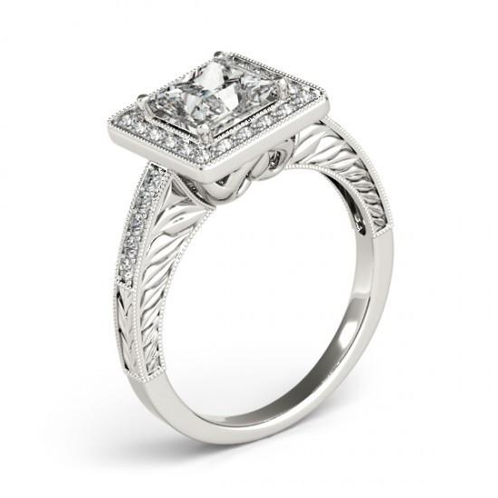  Halo Real Diamond Ring With Accents 1.50 Ct. White Gold 14K