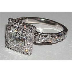 Princess Natural Diamond Engagement Fancy Ring 5.25 Carats Pave Setting New