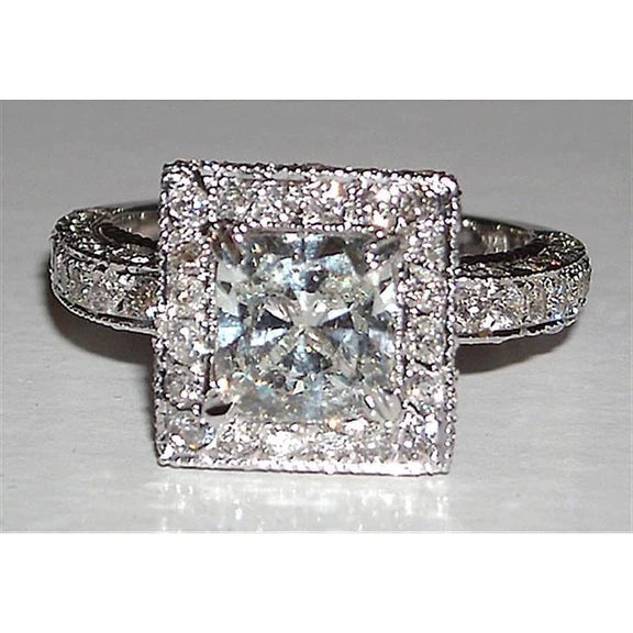 Princess Natural Diamond Engagement Fancy Ring 5.25 Carats Pave Setting 