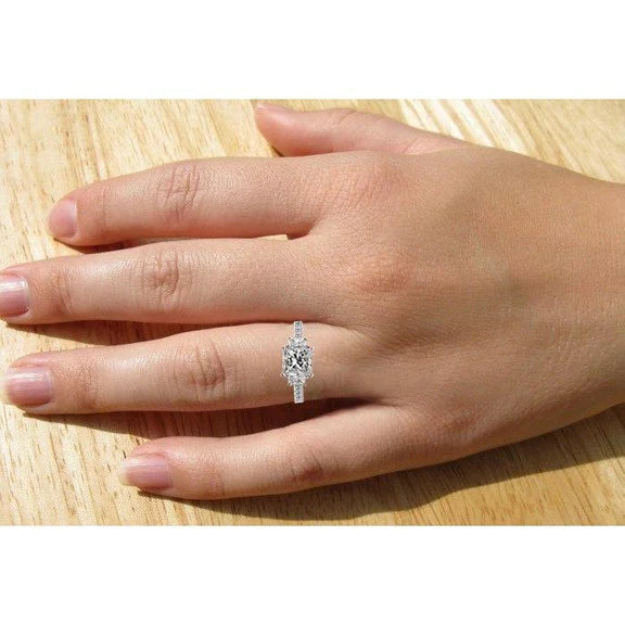 Princess Natural Diamonds 3 Stone Women Ring White Gold 4.30 Carats