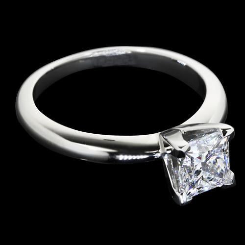 Princess Real Diamond Solitaire Women White Gold Ring 1.25 Carats