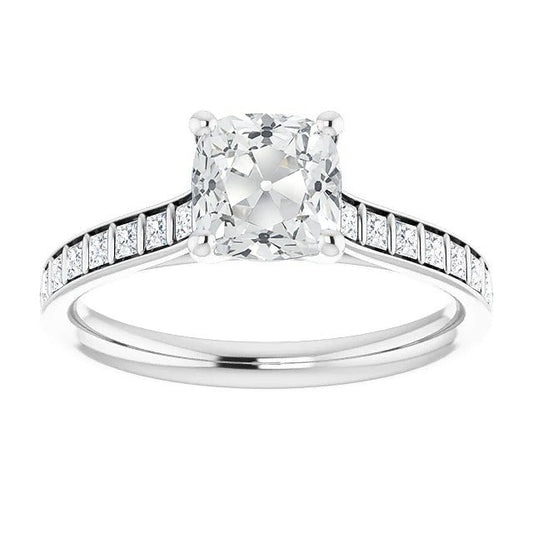 Princess & Cushion Real Old Miner Diamond Ring Bar Prong Set 7.50 Carats