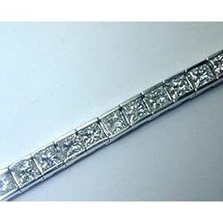 Princess Cut 11.50 Carats Lab Grown Diamonds Channel Setting Bracelet White Gold