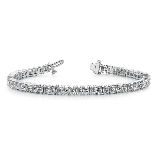 Princess Cut 11 Carats Lab Grown DiamondsTennis Bracelet White Gold 14K New