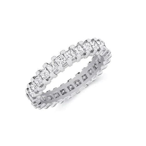 Princess Cut 2.70 Carats Lab Grown Diamonds Engagement Band White Gold 14K