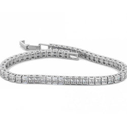 Princess Cut Channel Set 7.55 Ct Lab Grown Diamond Tennis Bracelet White Gold