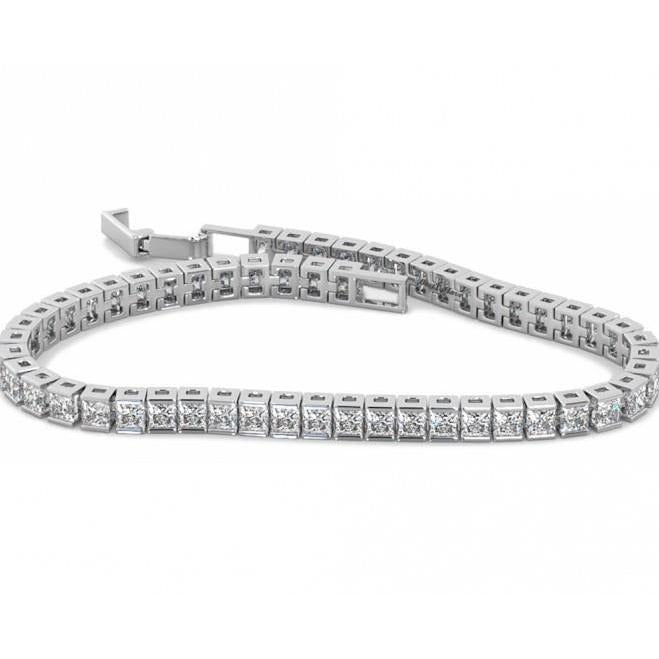 Princess Cut Channel Set 7.55 Ct Lab Grown Diamond Tennis Bracelet White Gold