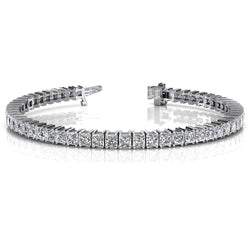 Princess Cut Lab Grown Diamond Ladies Tennis Bracelet 11 Carat White Gold 14K