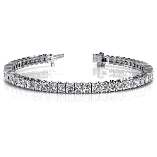 Princess Cut Lab Grown Diamond Ladies Tennis Bracelet 11 Carat White Gold 14K