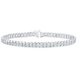 Princess Cut Lab Grown Diamond Lady Tennis Bracelet 8.25 Carat White Gold 14K