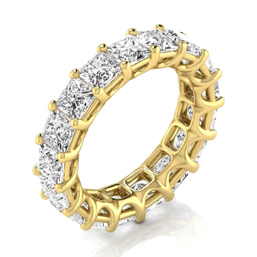 Fine Diamond Princess Cut Eternity Band in 14K Yellow Gold – main view