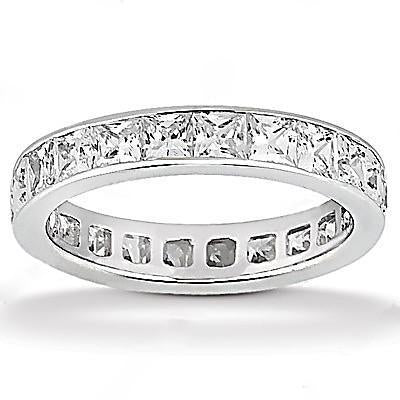 Princess Lab Grown Diamond Eternity Engagement Band 4.40 Cts. White Gold 14K