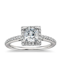 Princess & Round 2.60 Carats Natural Diamond Halo Ring White Gold 14K