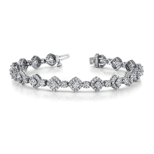 Princess & Round Cut 11.65 Ct Real Diamonds Spotlight Bracelet White Gold