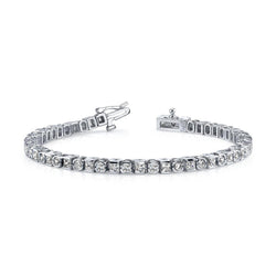 Princess & Round Cut 10 Ct Lab Grown Diamonds Tennis Bracelet White Gold 14K