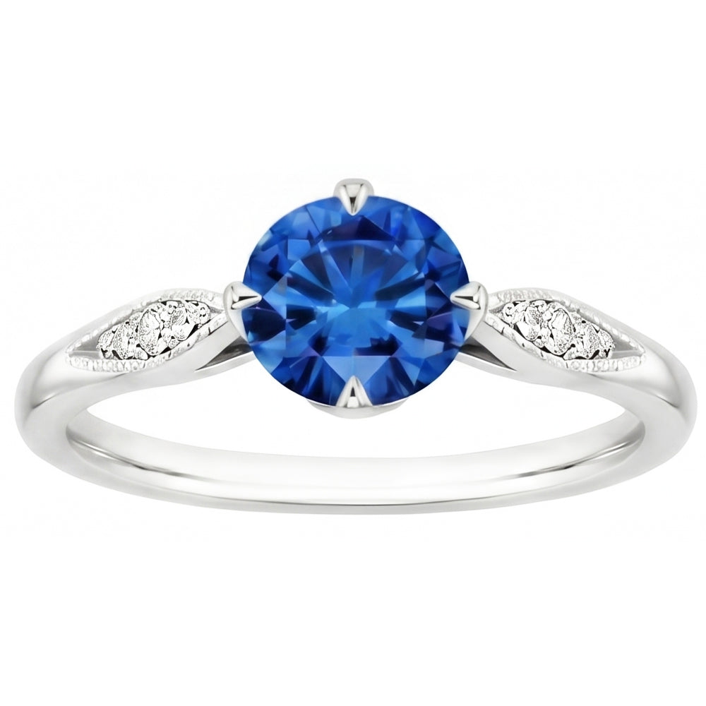 natural round sapphire 2.40ct ring close up detail