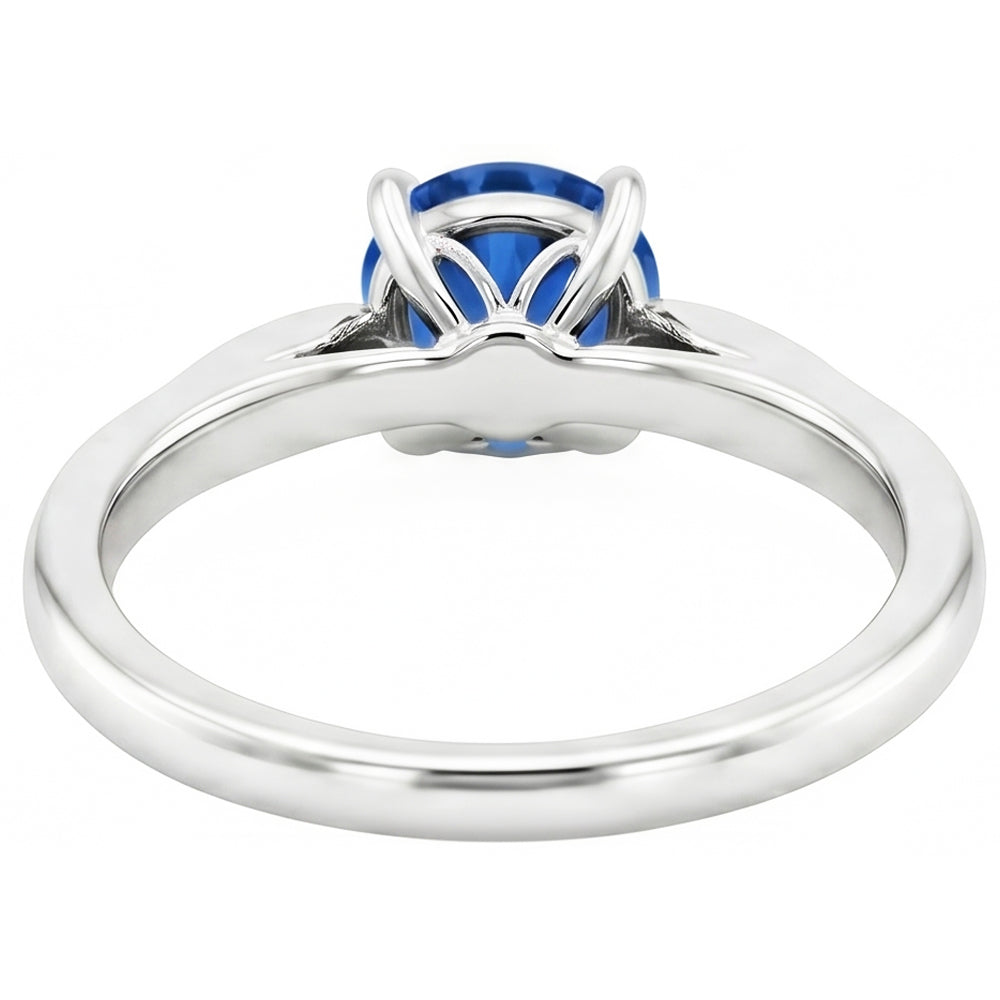 natural round sapphire 2.40ct ring on white background