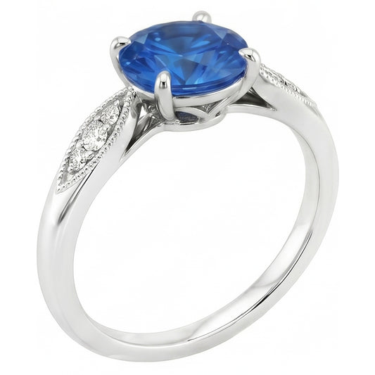 natural round sapphire 2.40ct ring side angle
