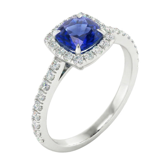 natural round sapphire 2.75ct ring front view
