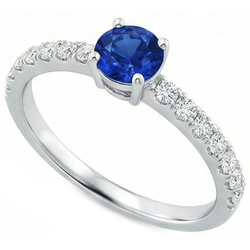 Natural Sapphire Ring 3.10ct - White Gold 14K