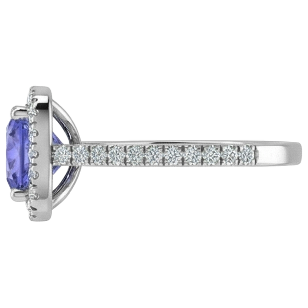 Prong Set 4.50 Ct Blue Tanzanite With Natural Earth Mined Diamond ( Not Lab Grown )s Ring White Gold 14K