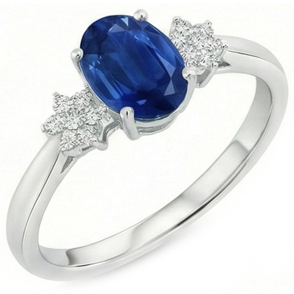 natural round sapphire 3.20ct ring front view