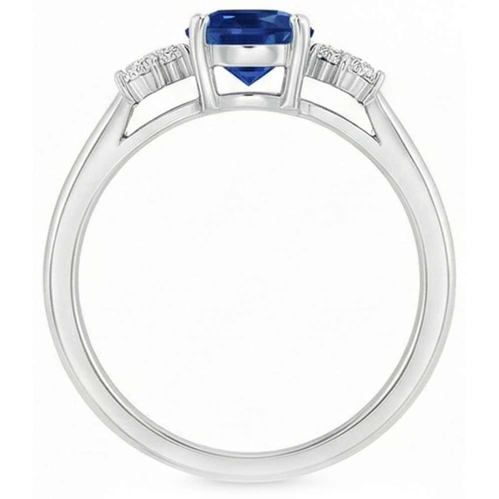 natural round sapphire 3.20ct ring on white background