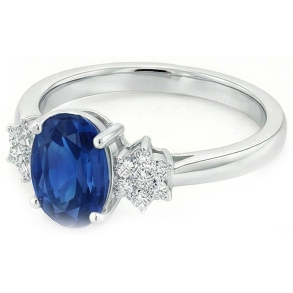 natural round sapphire 3.20ct ring side angle