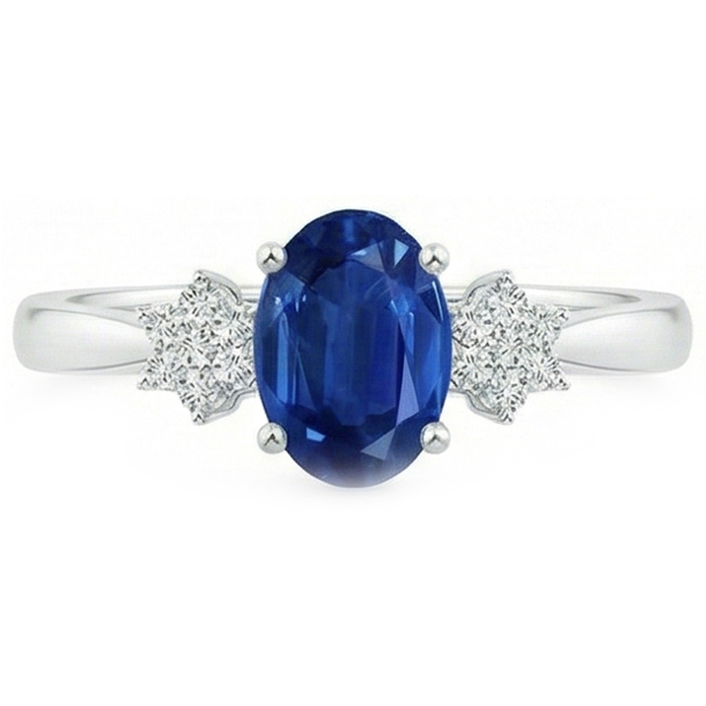 natural round sapphire 3.20ct ring close up detail