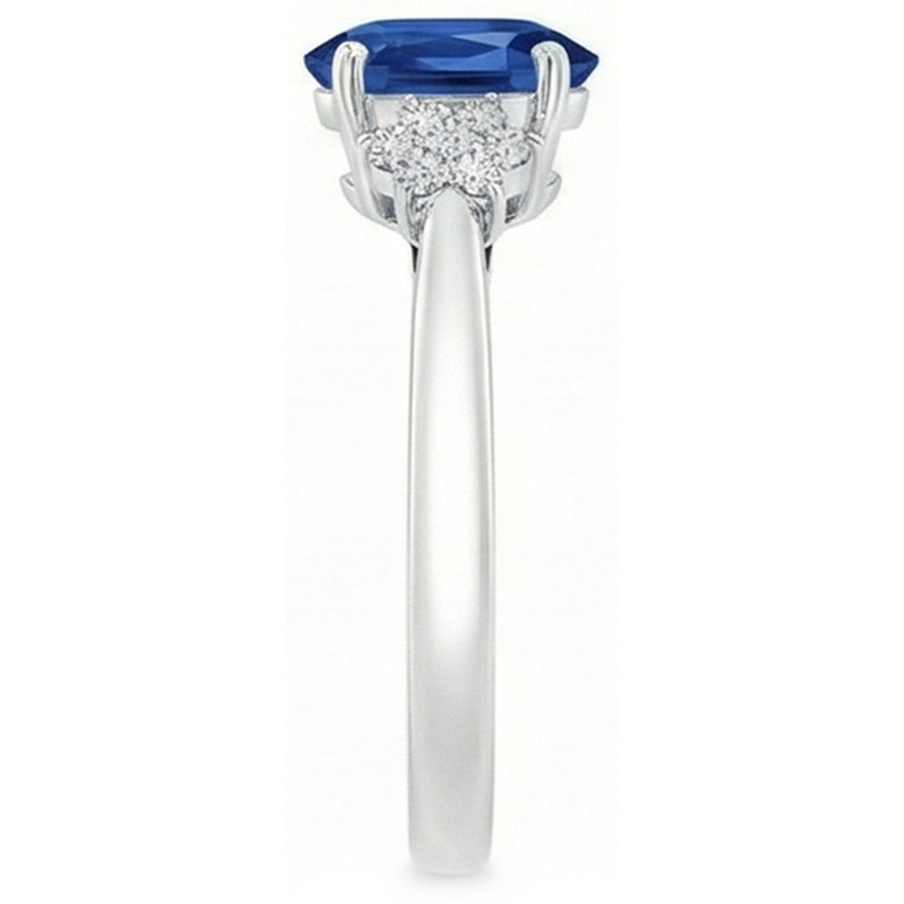 natural round sapphire 3.20ct ring profile view