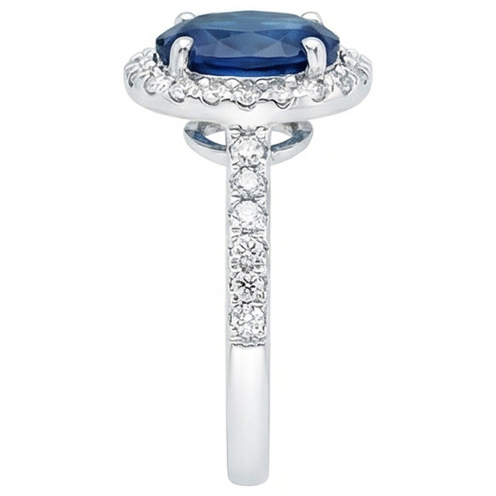 Prong Set Ceylon Sapphire Natural Earth Mined Diamond ( Not Lab Grown )s 1.90 Ct Wedding Ring White Gold 14K